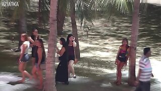 Pattaya Beach Walk NASTY MILF jerks me off and I cum into her waiting mouth for 500 Baht